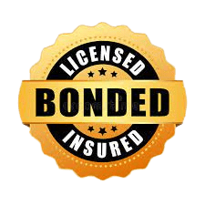 small badge showing licensed, bonded, and insured